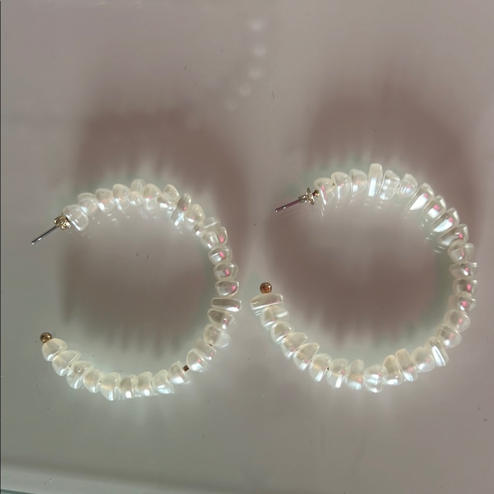 Elegant Pearl Hoop Earrings